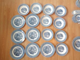 CURRIER and IVES 68 PC Vintage CHINA Royal SET “The Old Grist Mill” - 50 ' s Era 2