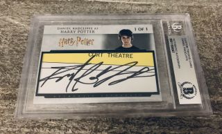 Daniel Radcliffe Harry Potter Wizard Signed Custom Cut Card Beckett Slabbed 1/1