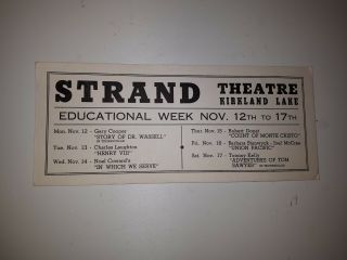 Rare Canadian (kirkland Lake) 1944 " Strand Theater Program " November 12th To 17th