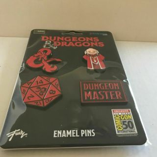 2019 San Diego Comic Con Exclusive Dungeons & Dragons 4 Pins Set - Each 1.  5 " Long