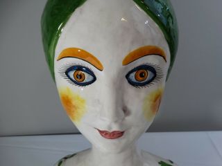 Vintage Large Horchow Italian Ceramic Woman Bust Head Vase Planter 6