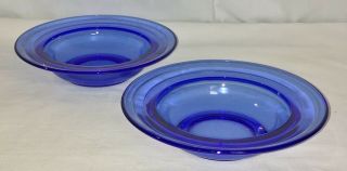 2 Hazel Atlas Moderntone Cobalt Blue 6 1/2 " Cereal Bowls & Whiskey Glass
