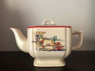 Rare Vintage Homer Laughlin Hacienda Teapot,  Riviera Century Fiesta Fiestaware
