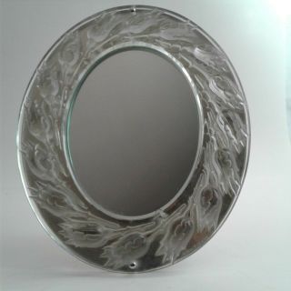 Lalique France Art Glass Crystal Butons De Roses Bud Oval Vanity Mirror