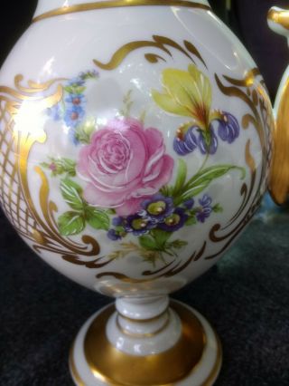 Limoges tea coffee hot chocolate pot hand painted flowers gold ceramic porcelain 5