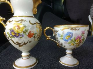 Limoges tea coffee hot chocolate pot hand painted flowers gold ceramic porcelain 7