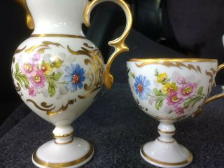Limoges tea coffee hot chocolate pot hand painted flowers gold ceramic porcelain 8
