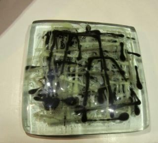 Vintage Higgins Fused Glass Paperweight Mid Century Modern Art Glass Signed 1960
