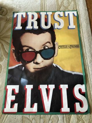 Vintage 33 X 48 1981 Elvis Costello Trust Album Poster Promo Display Concert