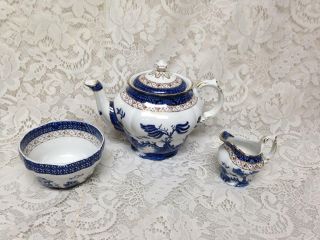 Vintage,  Booths Old Willow A8025 England,  12 - pc Blue Willow Tea - Dinner Set for 2 2