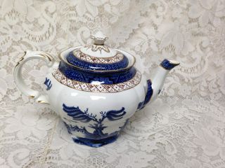 Vintage,  Booths Old Willow A8025 England,  12 - pc Blue Willow Tea - Dinner Set for 2 3