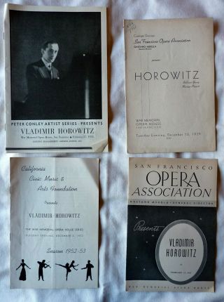 Four Concert Programs 1934 - 1952 - Vladimir Hurowitz - Classical Music Violinist
