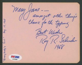 Roy Scheider Signed Album Page (jaws - Autograph) Psa/dna Certified 1968
