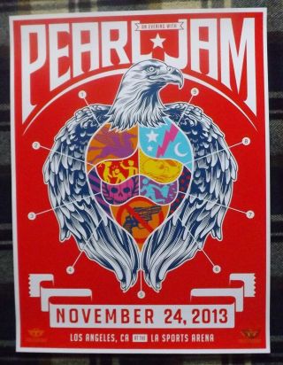 Pearl Jam 2013 Trustocorp Los Angeles Print - Tristan Eaton Signed S/n Poster