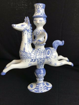 Bjorn Wiinblad Signed/dated 72 Denmark Carousel Horse Rider 11 3/4” Candlestick