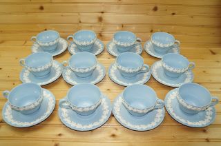 Wedgwood Cream On Lavender Queensware Shell Edge - (12) Cups,  2 3/8 " & (12) Saucers