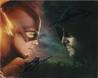 Stephen Amell Grant Gustin Flash Arrow Autographed Signed 8x10 Photo C3