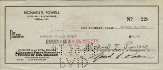 Dick Powell - Check Signed 01/11/1943