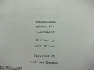Supernatural - Tv Series - Script - Episode - " Playthings " - With Handwritten Notes