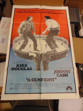 Kirk Douglas Johnny Cash A Gunfight 1971 Orig 27x41 Movie Poster Mp62