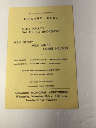 Vintage “gene Kelly’s Salute To Broadway” Playbill Program Howard Keel Ken Berry