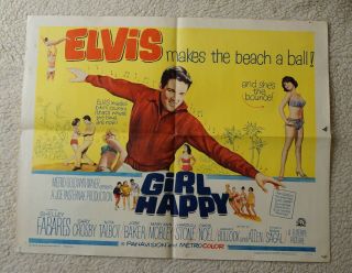 Elvis Presley Movie Poster.  Girl Happy.  28 " X 22 "