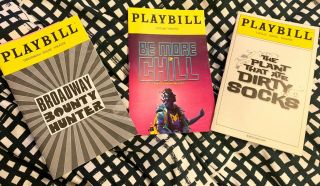 Joe Iconis 3 Broadway & Off - Bway Playbills - Be More Chill,  Dirty Socks,  Bounty