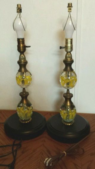 Hand Blown Flower Lights St Clair Vintage Paper Weight Table Lamps