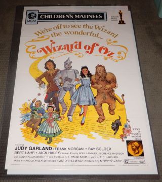 Vintage Authentic Mgm 1972 Wizard Of Oz Movie Poster - 27x41 - Judy Garland