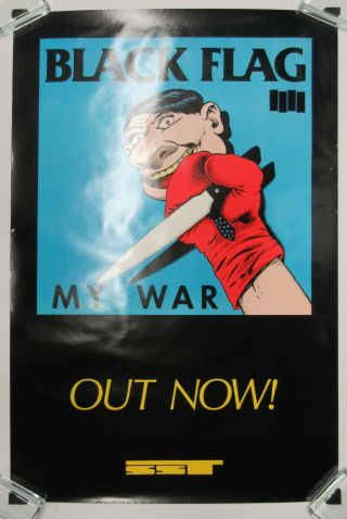Black Flag My War 1984 Us Org Punk Promo Poster Pettibon Art Sst Ginn Rollins