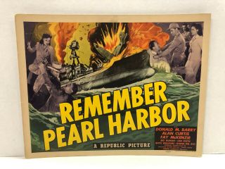 1942 Remember Pearl Harbor 11 X 14 Lobby Card
