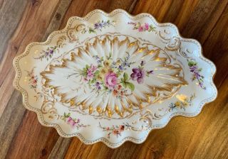 Franziska Hirsch Dresden Porcelain Dresser Or Tea Service Tray Floral 12”