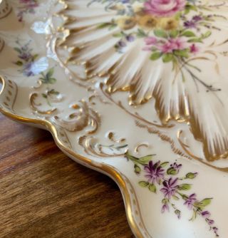FRANZISKA HIRSCH Dresden Porcelain Dresser Or Tea Service Tray Floral 12” 3