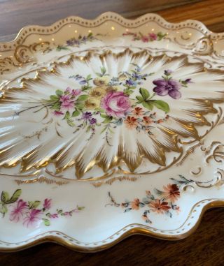 FRANZISKA HIRSCH Dresden Porcelain Dresser Or Tea Service Tray Floral 12” 4