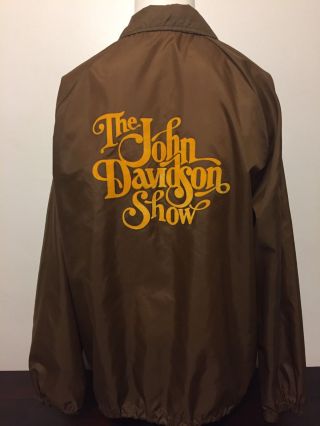 Vintage 1980s The John Davidson Show Crew Jacket Large Brown Gold Flocked Logo