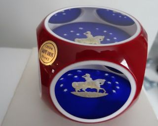 Saint Louis France Bicentennial Paperweight Gold Horse Inclusion Faceted Cristal
