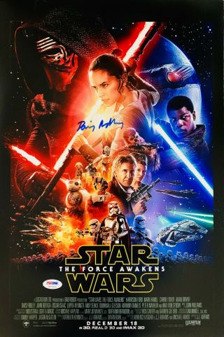 Daisy Ridley Signed Star Wars 12x18 Movie Poster Photo - Rey Psa Dna 10