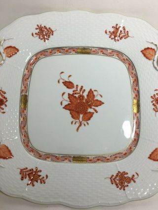 Herend Chinese Bouquet Rust Serving Tray Platter Two Handle 3