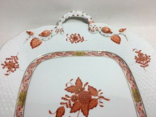 Herend Chinese Bouquet Rust Serving Tray Platter Two Handle 4