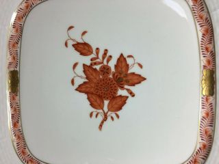 Herend Chinese Bouquet Rust Serving Tray Platter Two Handle 6