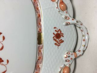 Herend Chinese Bouquet Rust Serving Tray Platter Two Handle 7