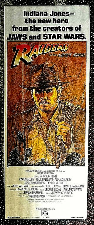 " Raiders Of The Lost Ark " - - Harrison Ford 1981 Poster / Rolled Insert