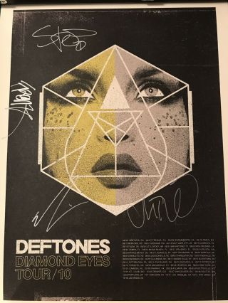 Deftones Autographed 2010 Diamond Eyes Tour Poster