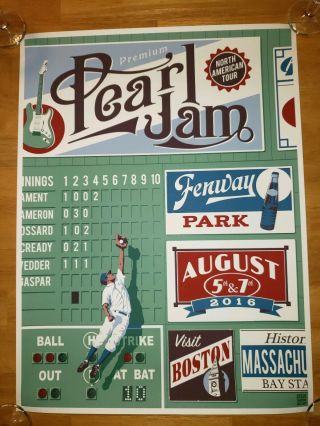 Pearl Jam Poster Fenway Park Boston,  Ma 2016 Steve Thomas