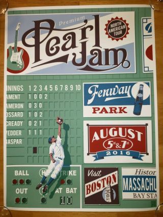 Pearl Jam Poster Fenway Park Boston,  MA 2016 Steve Thomas 2