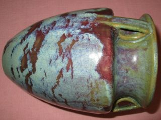 Fulper Pottery Arts & Crafts 3 Handle Bullet Vase Matte Green Blended Glaze 11