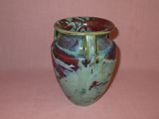 Fulper Pottery Arts & Crafts 3 Handle Bullet Vase Matte Green Blended Glaze 5