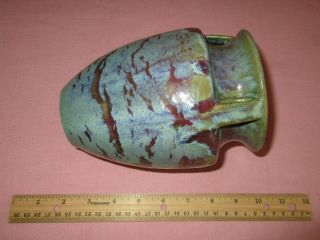 Fulper Pottery Arts & Crafts 3 Handle Bullet Vase Matte Green Blended Glaze 8