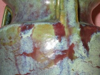 Fulper Pottery Arts & Crafts 3 Handle Bullet Vase Matte Green Blended Glaze 9