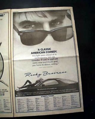 Best Risky Business 1st Tom Cruise Film Movie Opening Day Ad 1983 L.  A.  Newspaper